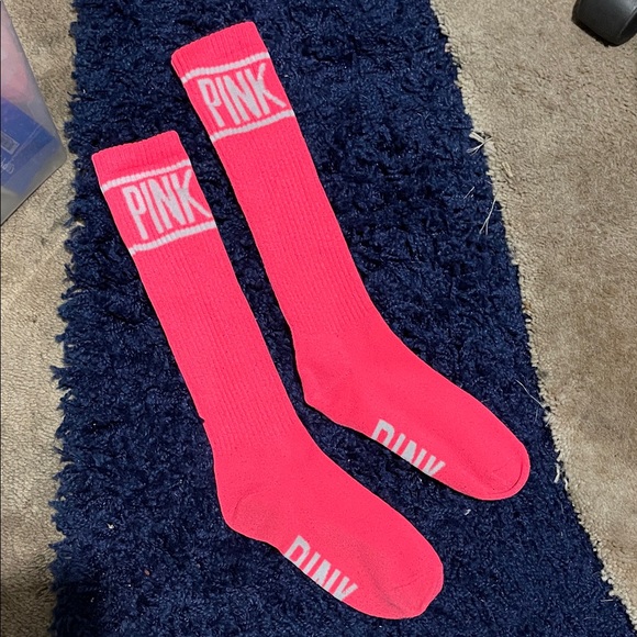 PINK Victoria's Secret knee high Neon Pink Socks - Picture 1 of 2